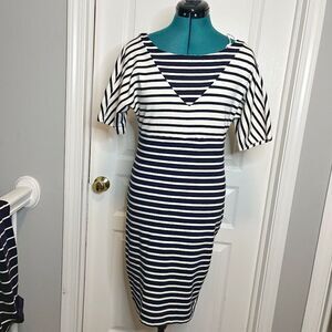 Lacoste Devanlay Stripe Cotton Short Sleeve Fitted Preppy Dress